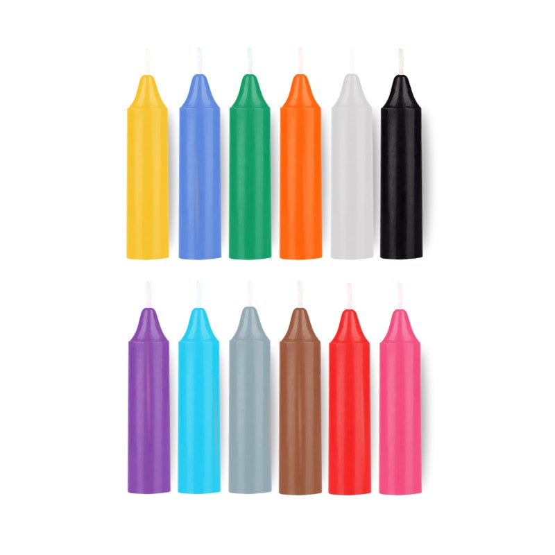 ladyrobyn Box of 12 Colored Candles | 4 inches Tall & 3/4 inch Diameter | Witchcraft Supplies for Your Personal Wiccan Altar, Spells, Charms & Intentions | Witchy Room Decor | Taper Candlesticks - Image 1